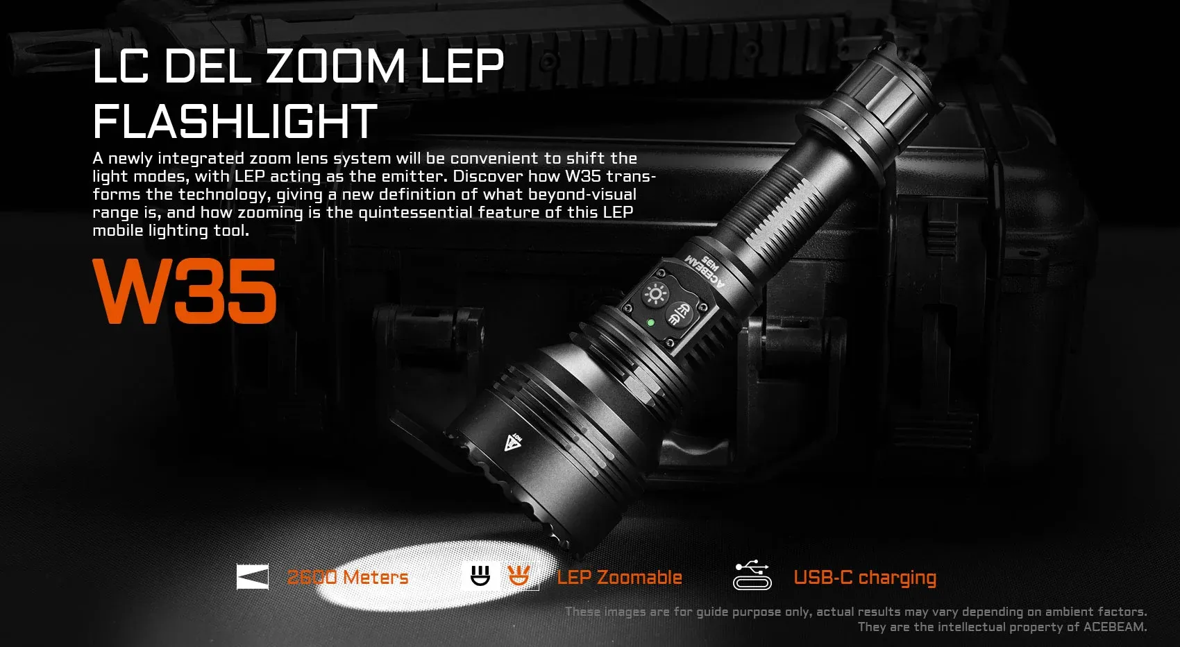Acebeam W35 800 Lumens Long Distance Flashlight