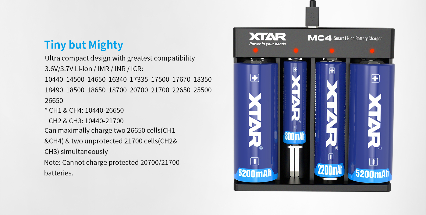 Xtar MC4 Micro USB Li-ion Battery Charger