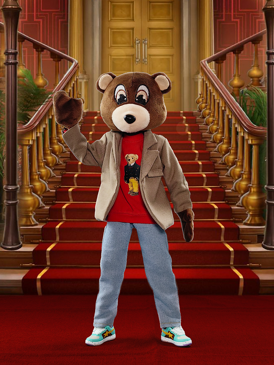 YE College Dropout Graduation Bear Embroidered Stuffed Plush1/6 Action Figure