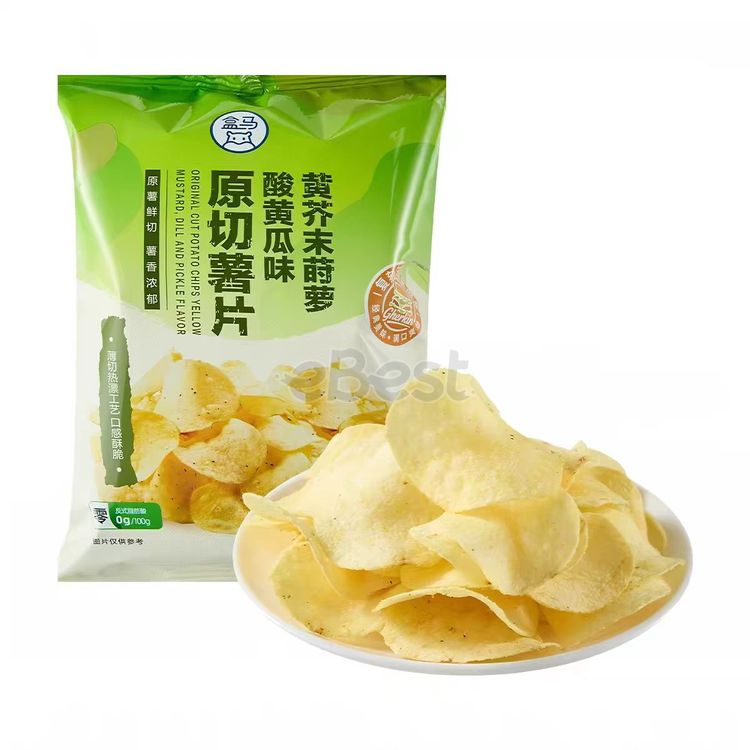 Hema Original Cut Potato Chips, Yellow Mustard, Dill, and Pickled Cucumber Flavor, 150g-eBest