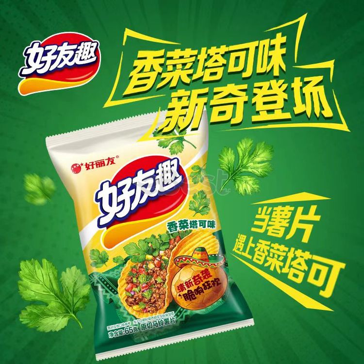 Orion Friendship Potato Chips with Coriander and Taco Flavor 65g-eBest