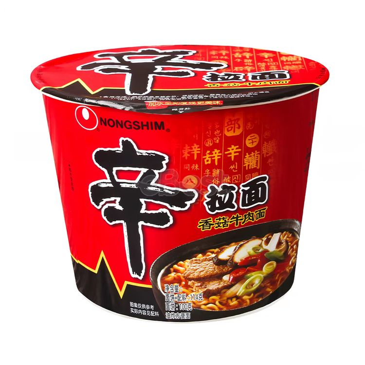 Korean Nongshim Shin Ramyun Mushroom Beef Flavor Large Cup Noodles, 114g-eBest