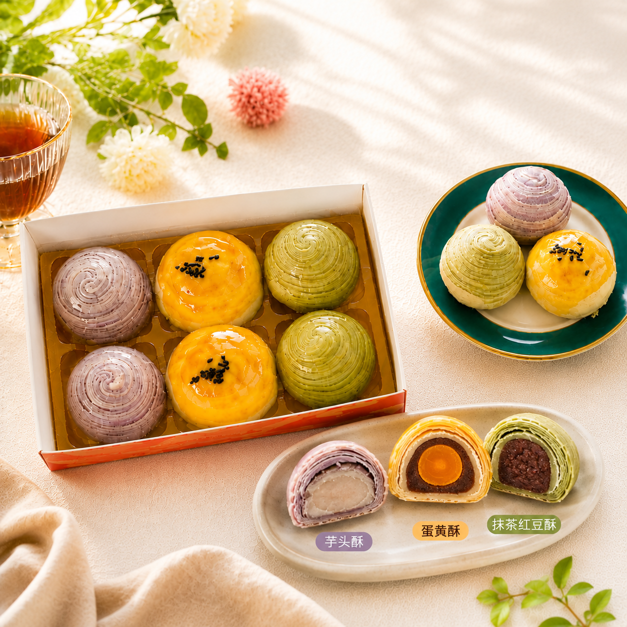 Yan Kitchen Three-color Pastry Gift Box 6 pcs/ Box 420g-eBest