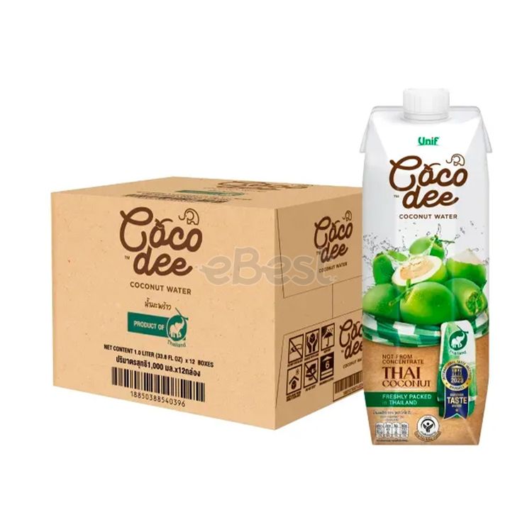 [full case] [Gold Award Product] Thailand Cocodee Coconut Water 1L*12 Natural Thai Coconut Water