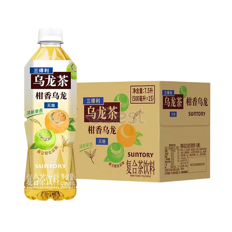 【Full Case】 Suntory Citrus Oolong Tea Drink (Sugar-Free) 500ml*15-eBest