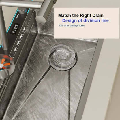 80x45cm Integrated Waterfall Kitchen Sink Honeycomb Technology Large Digitial Display Stainless Steel Water Filter Cup Washer