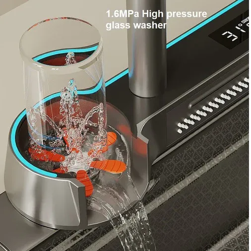 80x45cm Integrated Waterfall Kitchen Sink Honeycomb Technology Large Digitial Display Stainless Steel Water Filter Cup Washer