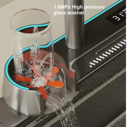 80x45cm Integrated Waterfall Kitchen Sink Honeycomb Technology Large Digitial Display Stainless Steel Water Filter Cup Washer