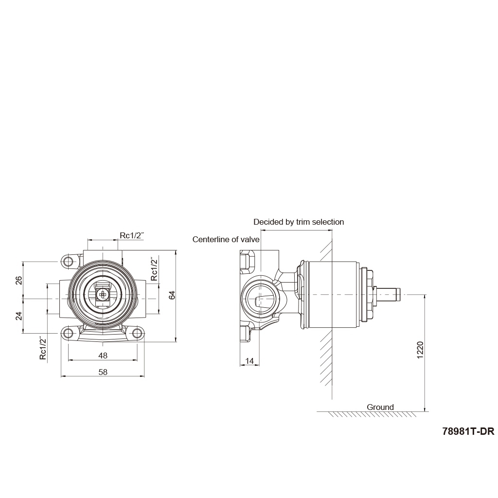 Kohler Shower or Bath 40mm valve
