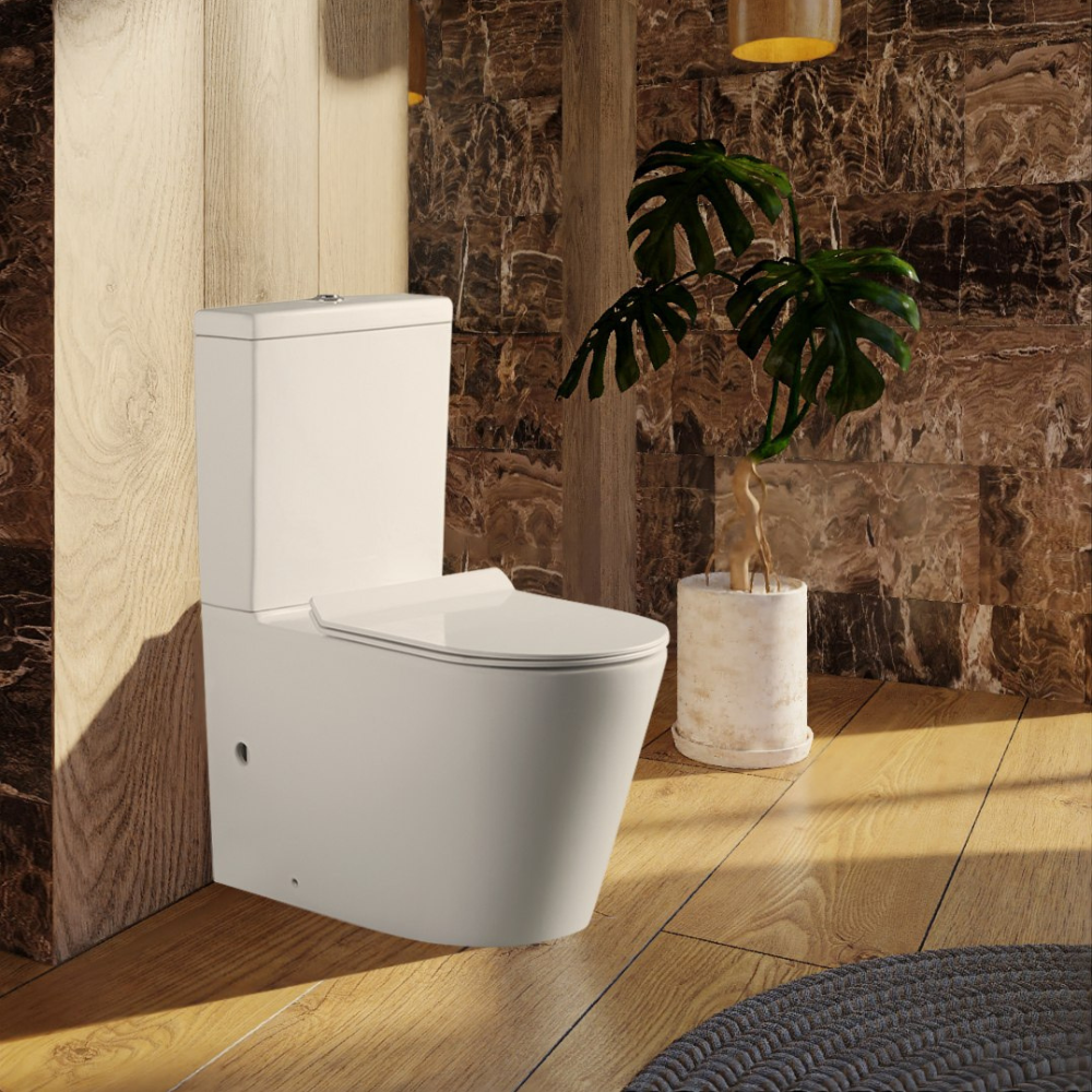 BelBagno Flay-R 830mm Bathroom Nano Glaze Rimless Back To Wall White Ceramic Toilet Suite