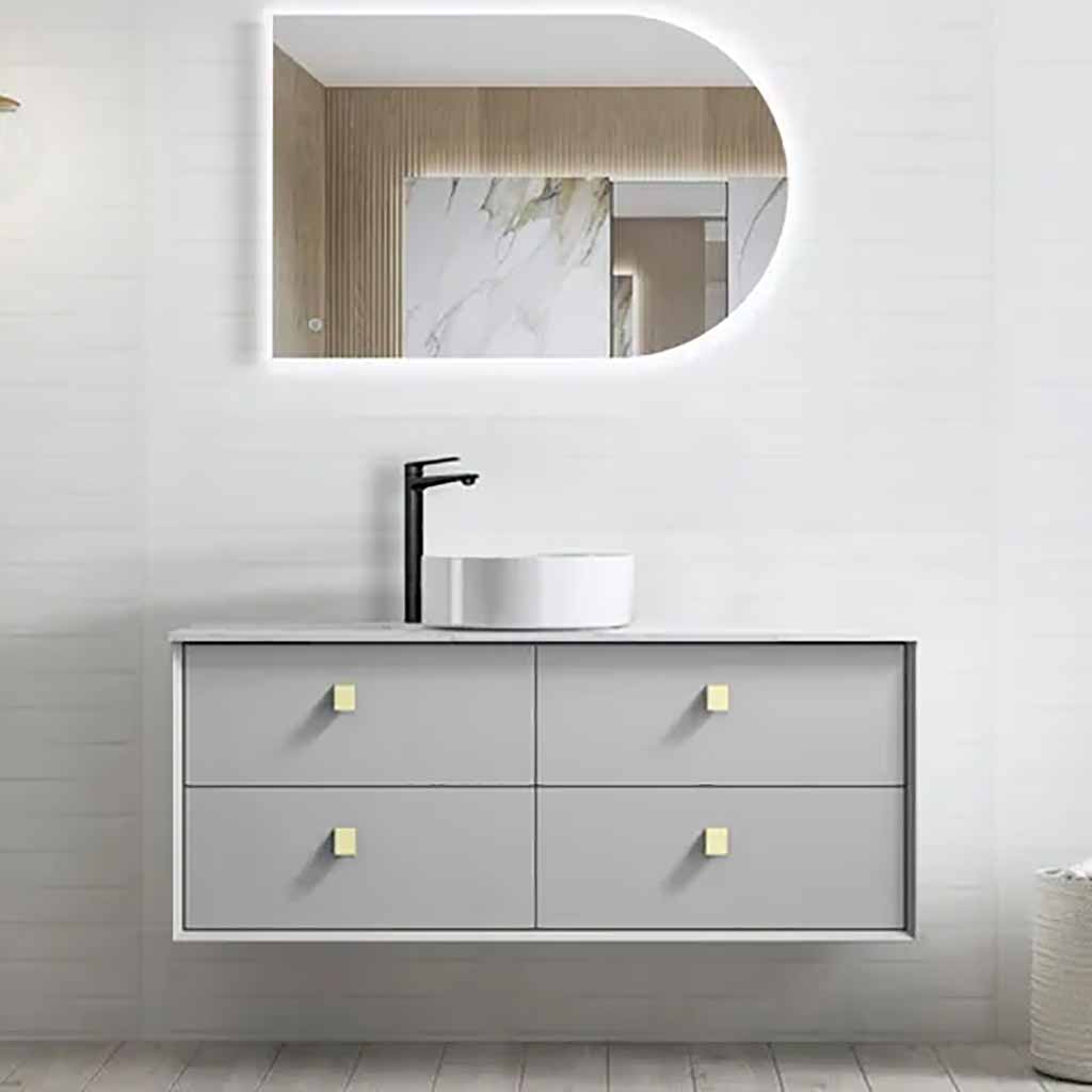 BOSTON LIGHT GREY 1200X460X550 WALL HUNG VANITY Rock Plate Top Options