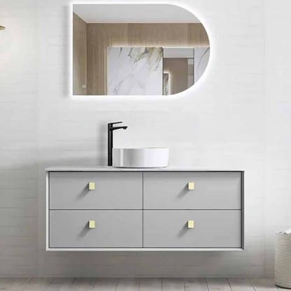 BOSTON LIGHT GREY 1200X460X550 WALL HUNG VANITY Rock Plate Top Options