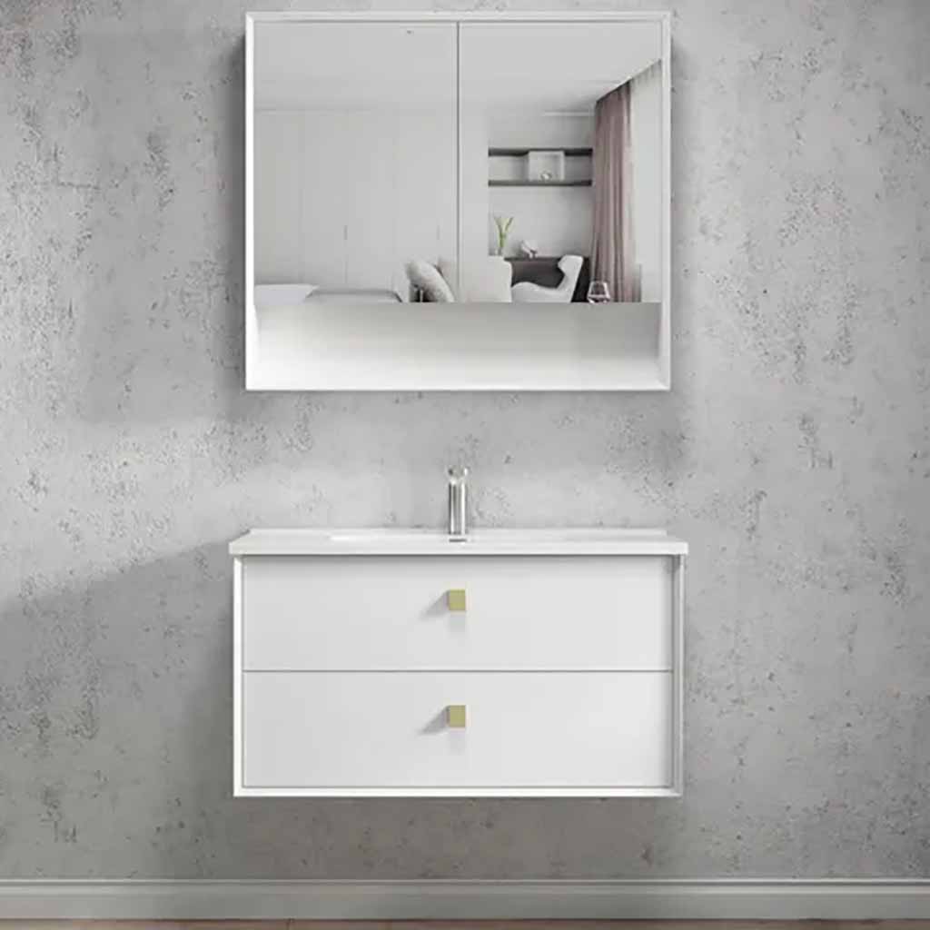 BOSTON MATTE WHITE 900X460X550 WALL HUNG VANITY Slimline Ceramic Top