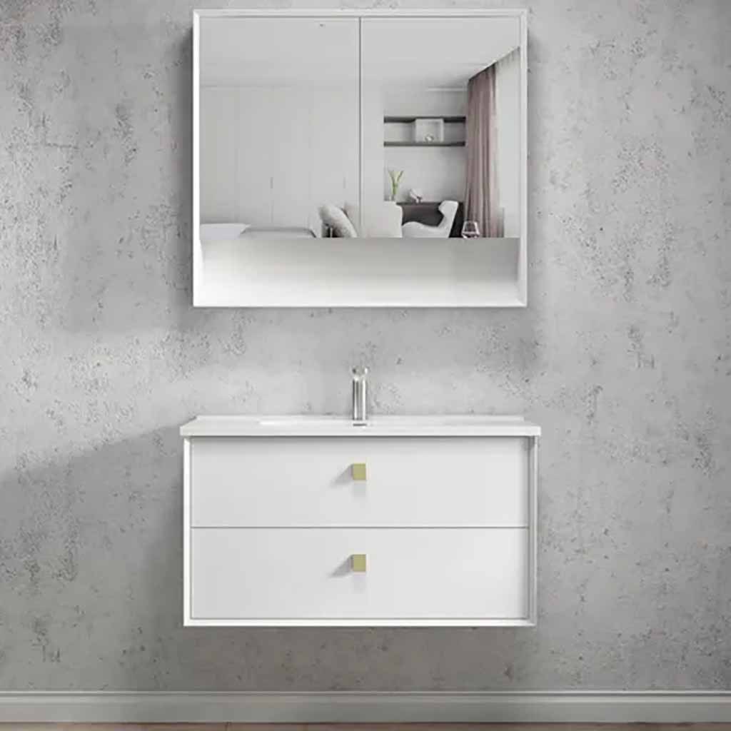 BOSTON MATTE WHITE 900X460X550 WALL HUNG VANITY Slimline Ceramic Top