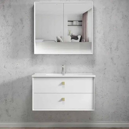 BOSTON MATTE WHITE 900X460X550 WALL HUNG VANITY Slimline Ceramic Top
