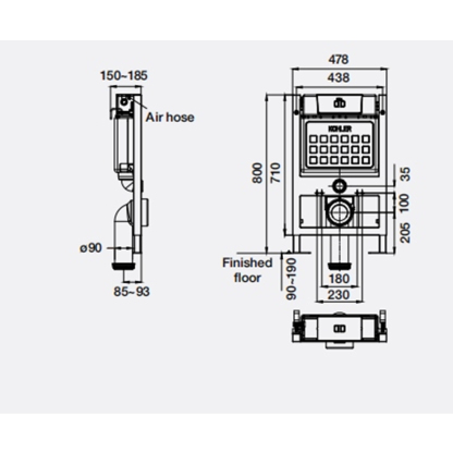 Pneumatic In-wall Tank with frame (low height)
