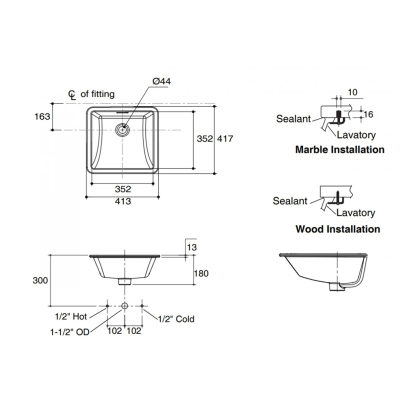 Brazn Square and Rectangle Under-counter Basin