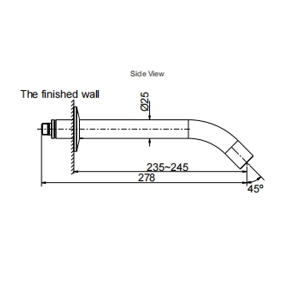 Components Wall Mount Basin Spout - Tube 190mm reach