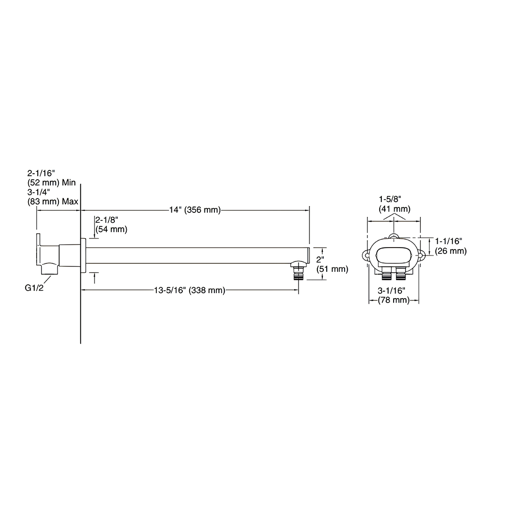 STATEMENT 2F WM RH ARM - 14" (355MM)