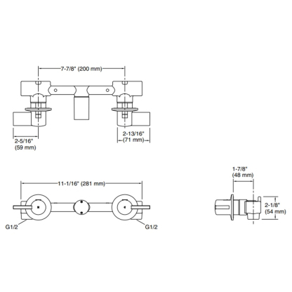 Components Wall Mount Dual Handles - Lever Trim only
