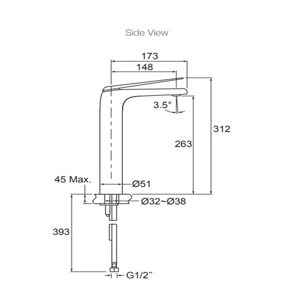 Avid Super Tall Basin Mixer Polished Chrome