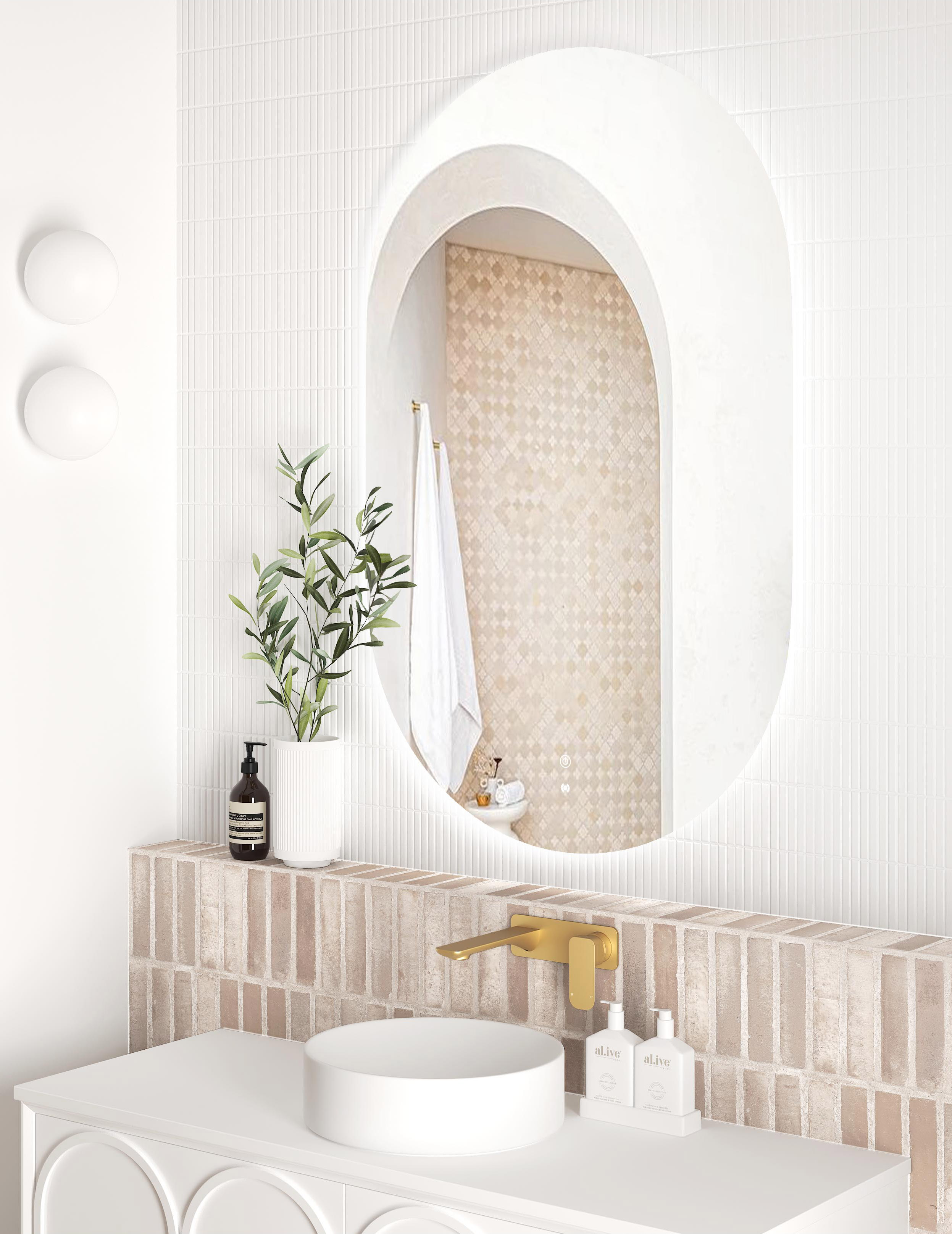 LED Noosa 900(H)x600(W) Frameless Tuffi Mirror - Install Horizontal or Vertical