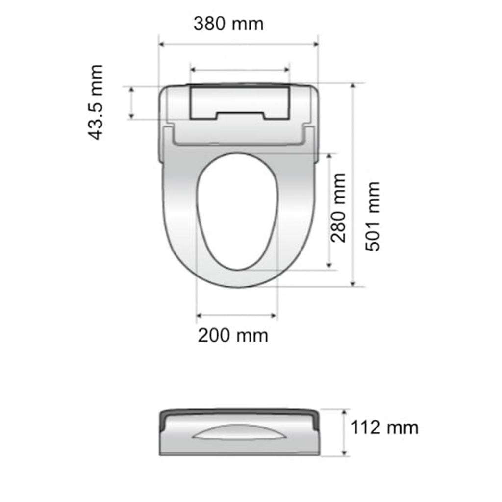 501x380x112mm Smart Electric Remote Control Toilet Seat with Instant Water Heating and Toilet Air Dryer