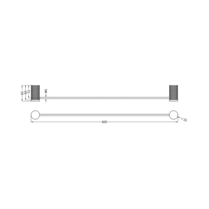 OPAL SINGLE TOWEL RAIL 600MM BG