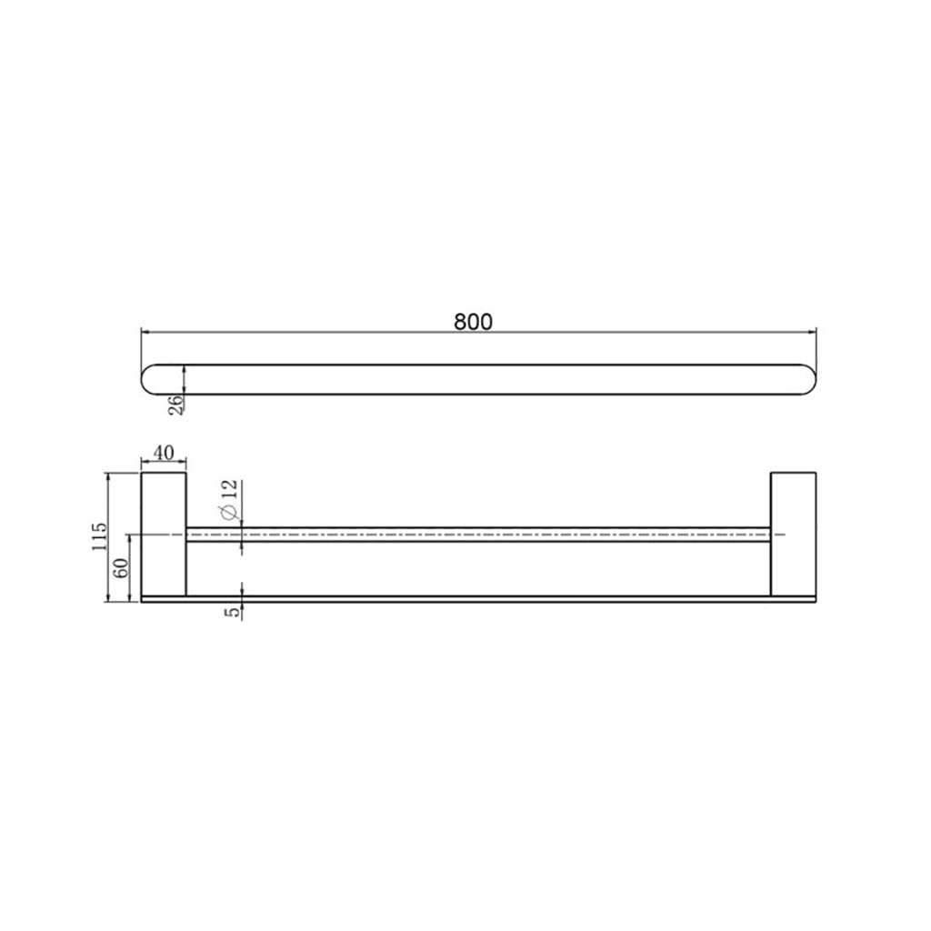 BA BIANCA DOUBLE TOWEL RAIL 800MM BRUSHED GOLD