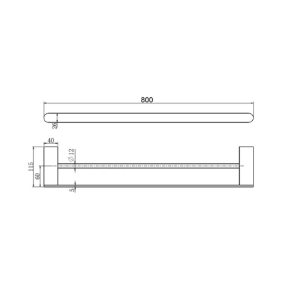 BA BIANCA DOUBLE TOWEL RAIL 800MM BRUSHED GOLD