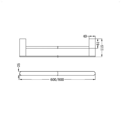BIANCA DOUBLE TOWEL RAIL 800MM GM