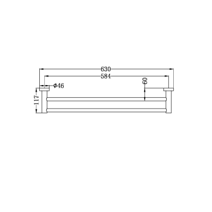 MECCA DOUBLE TOWEL RAIL 600MM GM