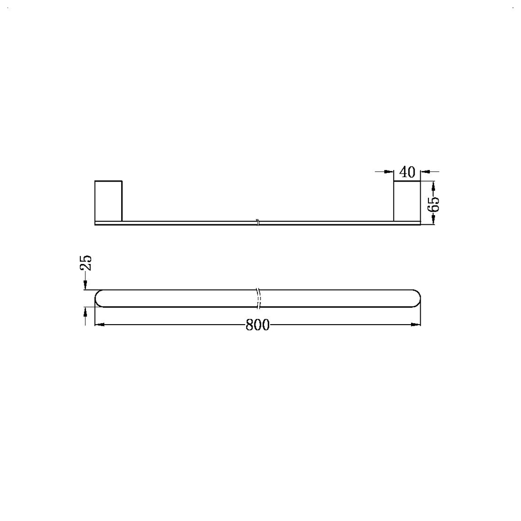 BIANCA SINGLE TOWEL RAIL 800MM BG