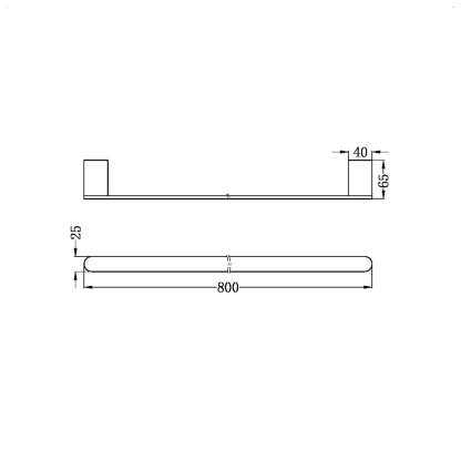 BIANCA SINGLE TOWEL RAIL 800MM BG