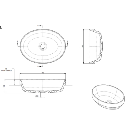 Calista Handmade Semi Inset Concrete Basin