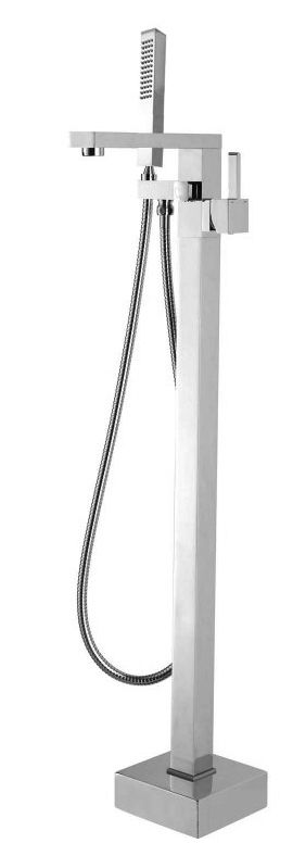 Square brushed nickel, Freestanding Bath Mixer With Handheld Shower