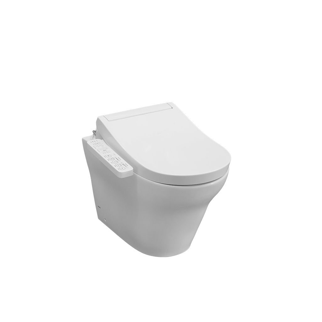 TOTO MH WALL FACED TOILET AND S2 WASHLET W/ SIDE CONTROL PACKAGE D-SHAPED GLOSS WHITE