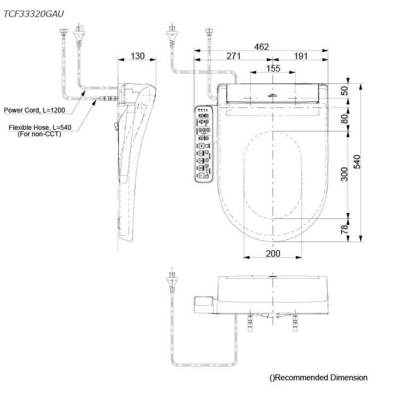 TOTO HAYON WALL HUNG TOILET WITH S2 Washlet