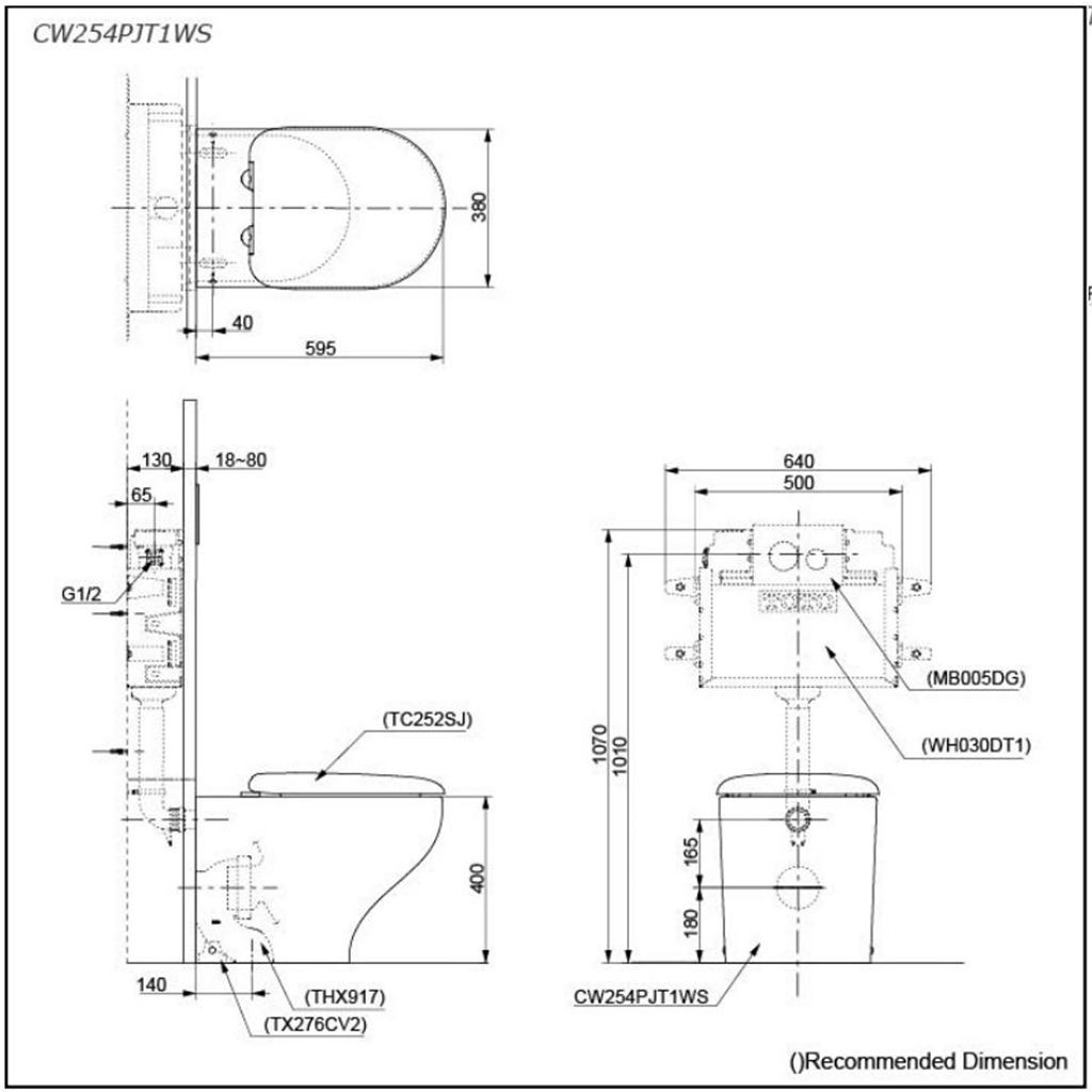 TOTO HAYON WALL FACED TOILET with S2 Washlet