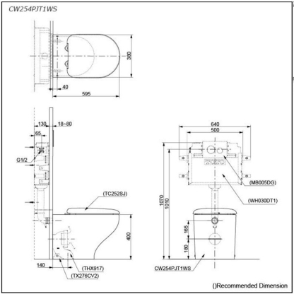 TOTO HAYON WALL FACED TOILET with S2 Washlet