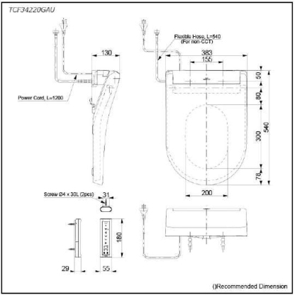 TOTO HAYON WALL FACED TOILET with S5 Washlet