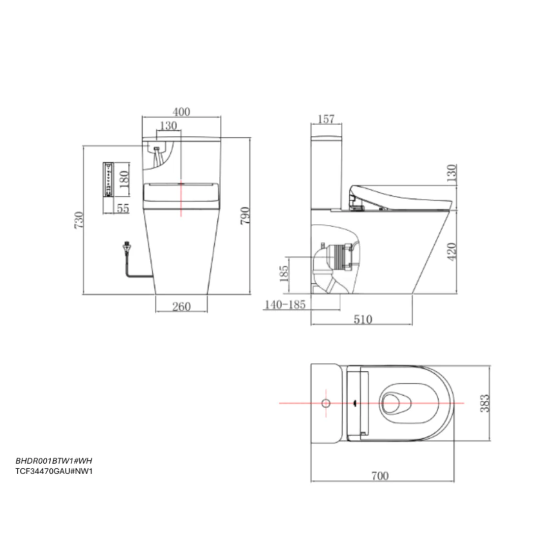 TOTO S5 WASHLET W/ SIDE CONTROL AND B&H DARA BTW TOILET SUITE PACKAGE D-SHAPE GLOSS WHITE
