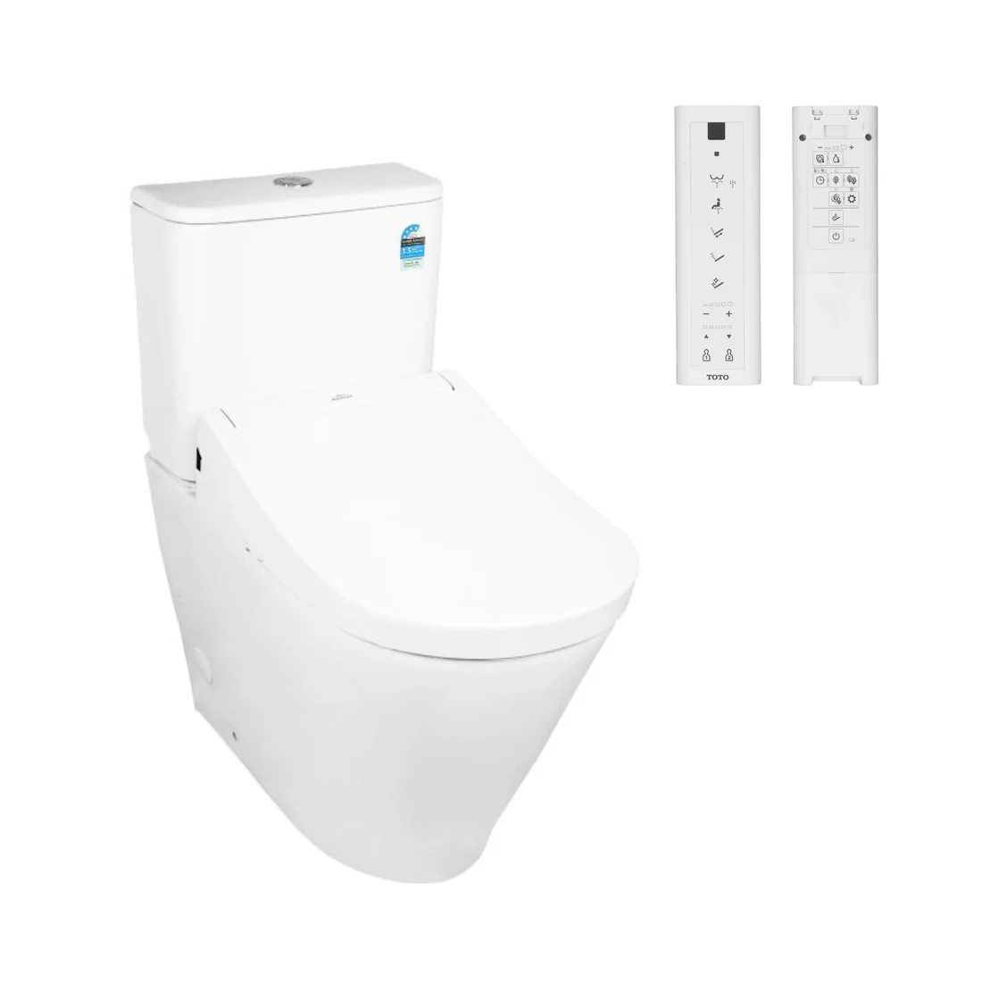 TOTO S5 WASHLET W/ SIDE CONTROL AND B&H DARA BTW TOILET SUITE PACKAGE D-SHAPE GLOSS WHITE