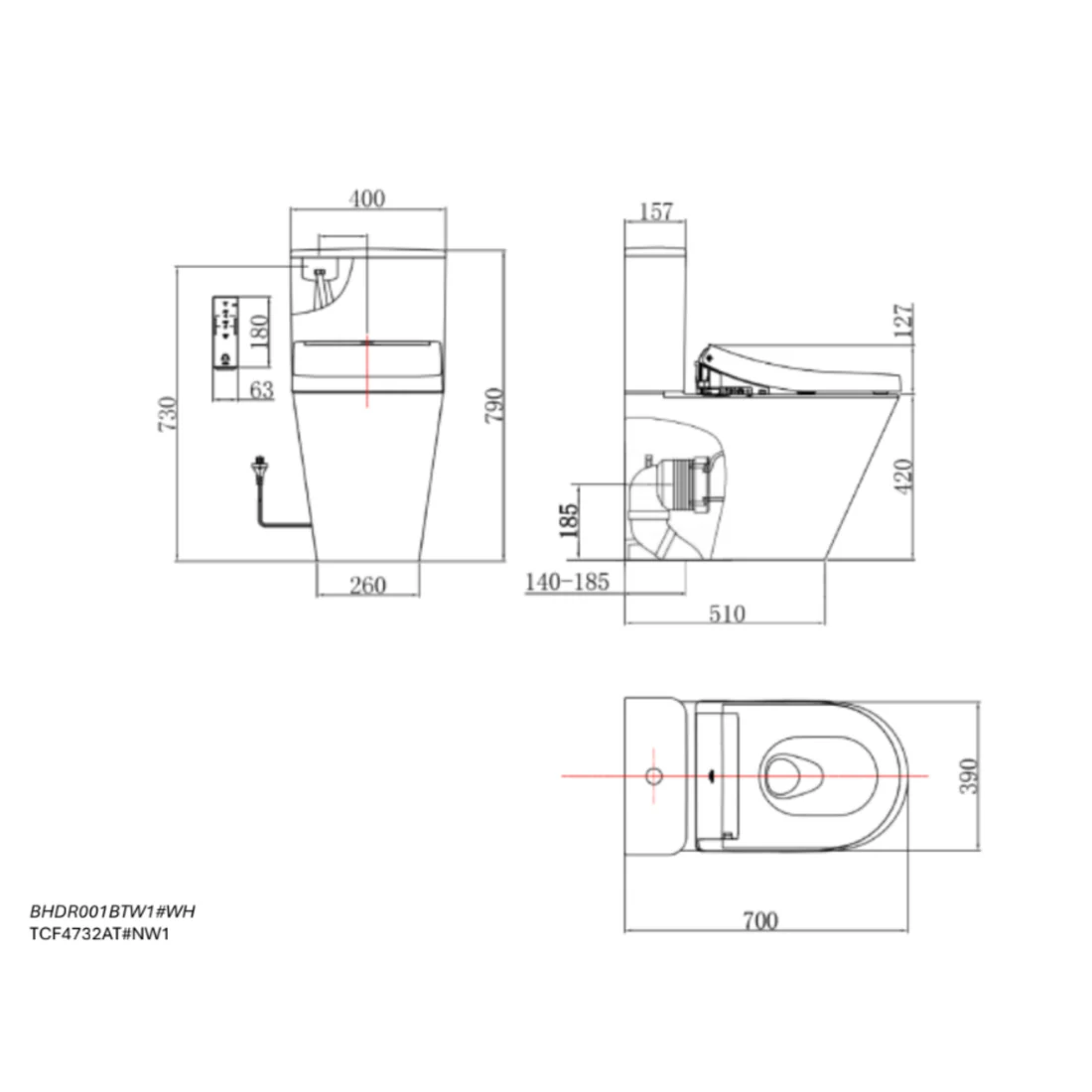 TOTO S7 WASHLET W/ SIDE CONTROL AND B&H DARA BTW TOILET SUITE PACKAGE D-SHAPE GLOSS WHITE
