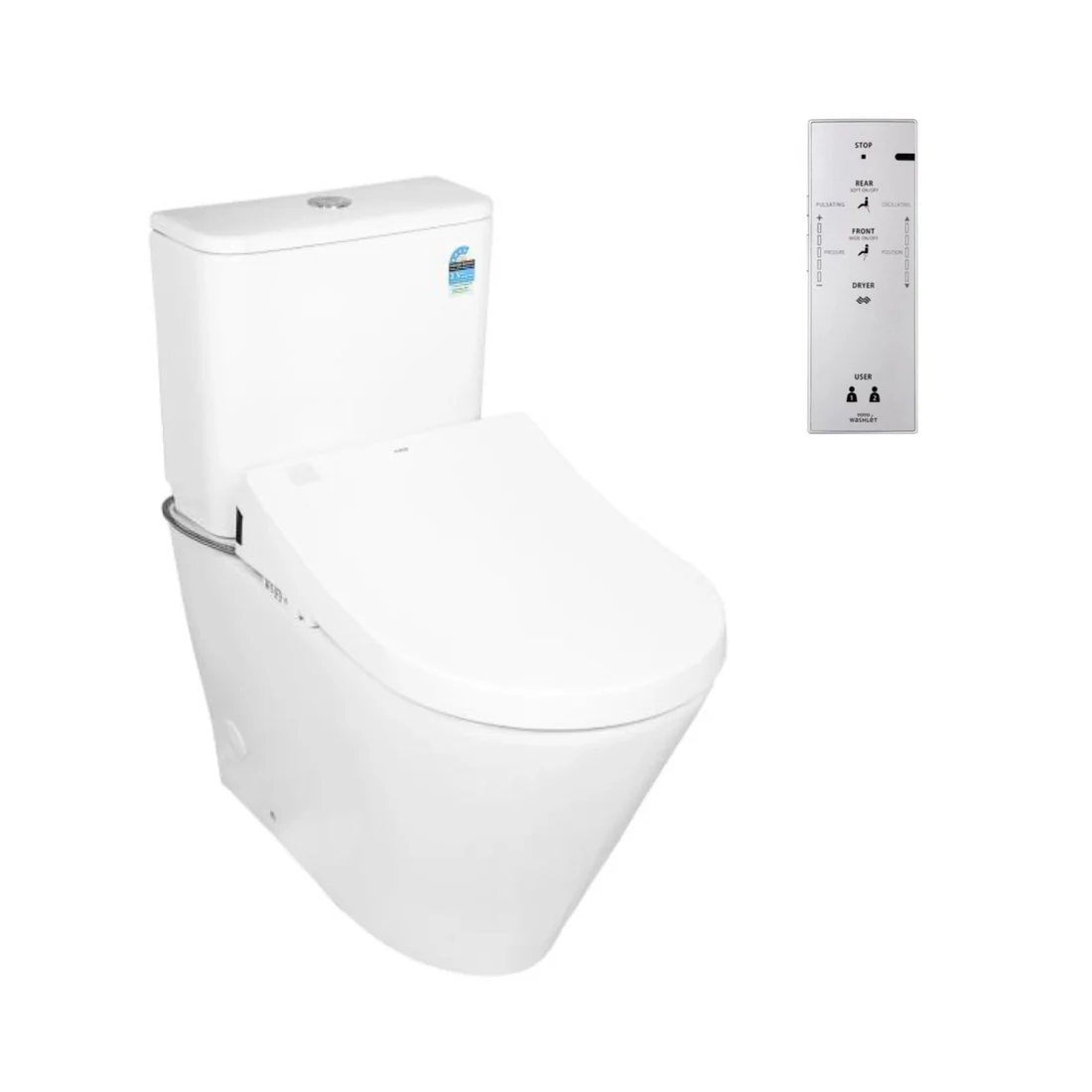 TOTO S7 WASHLET W/ SIDE CONTROL AND B&H DARA BTW TOILET SUITE PACKAGE D-SHAPE GLOSS WHITE