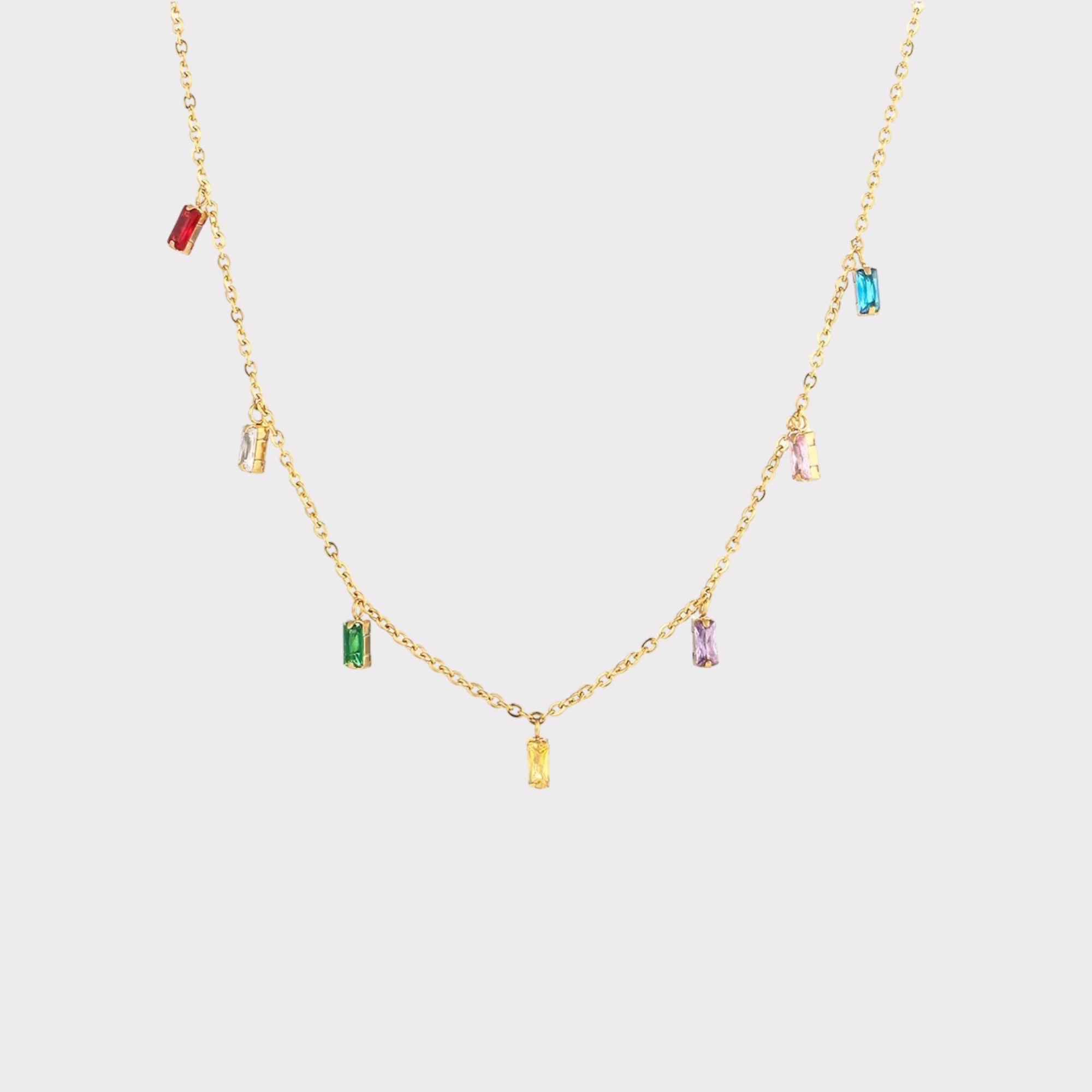 Galactic Glow Gold Chain Necklace with Cubic Zirconia