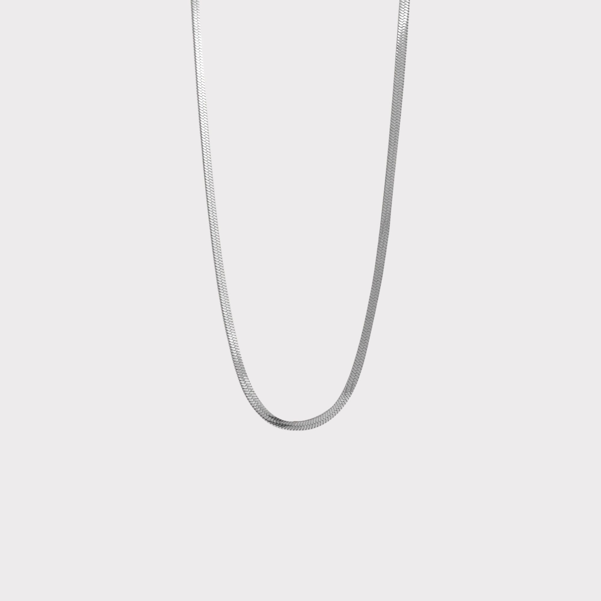 Herringbone Serpentine Silver Chain Necklace 