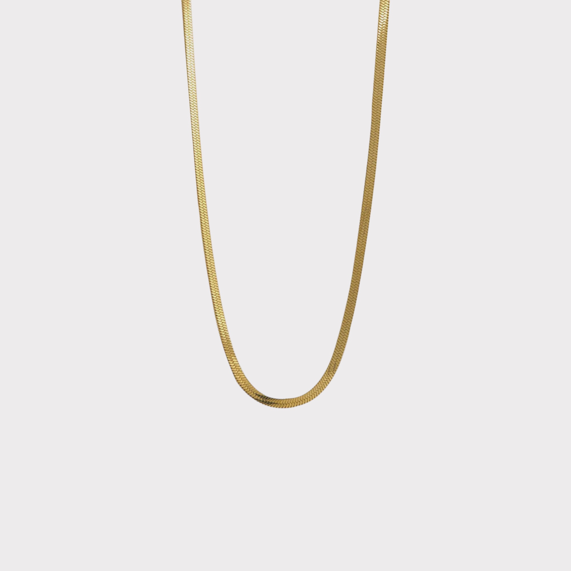Herringbone Serpentine Gold Chain Necklace 