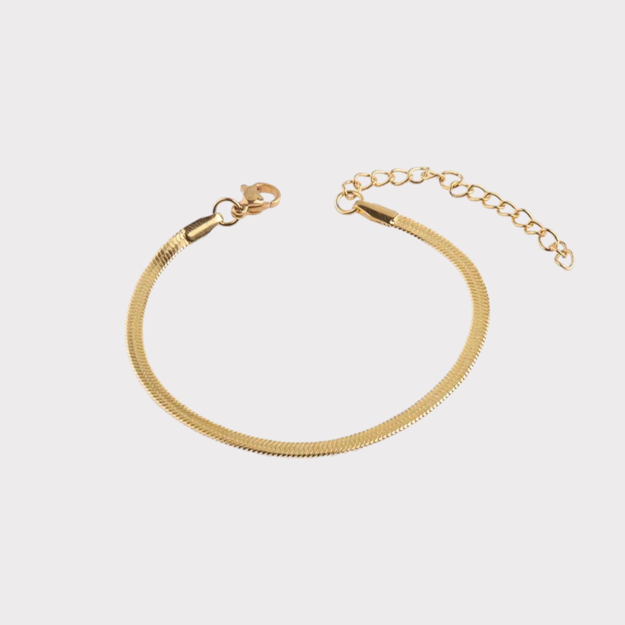 Herringbone Serpentine Gold Chain Bracelet