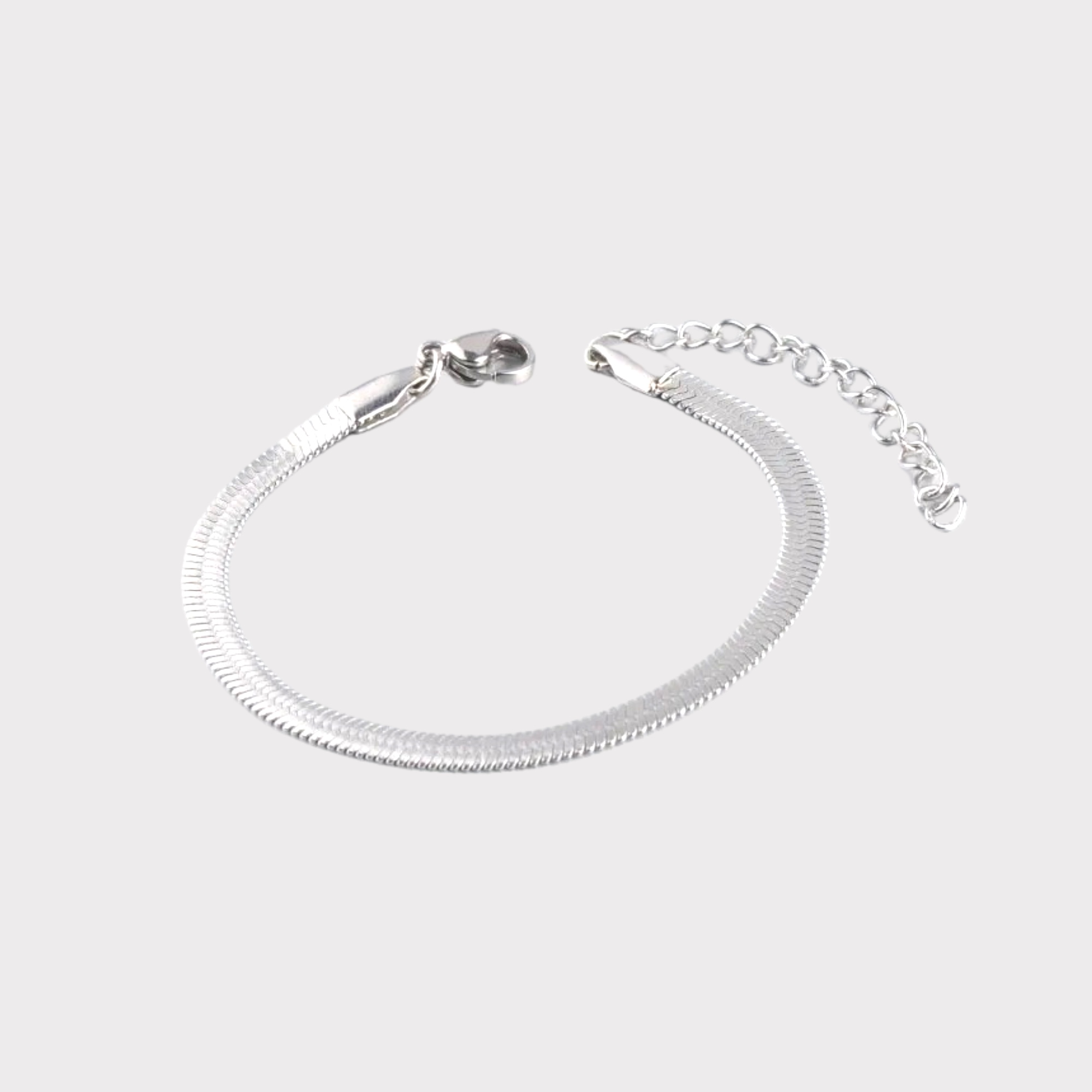 Herringbone Serpentine Silver Chain Bracelet